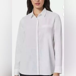 NWT Modern Ambition Ladies Travel Shirt  White Button Down Size L